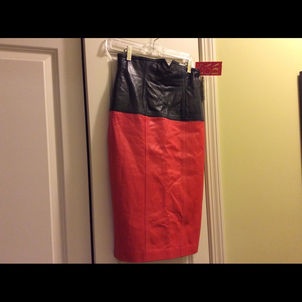 Lamb Leather High Waist Skirt